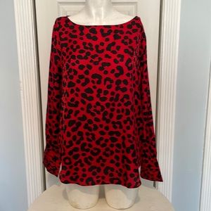 Ann Taylor animal print top in red.